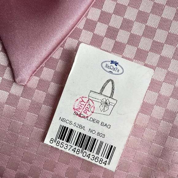 Naraya checkered pink quilted bow tote shoulder bag - Picture 13 of 15